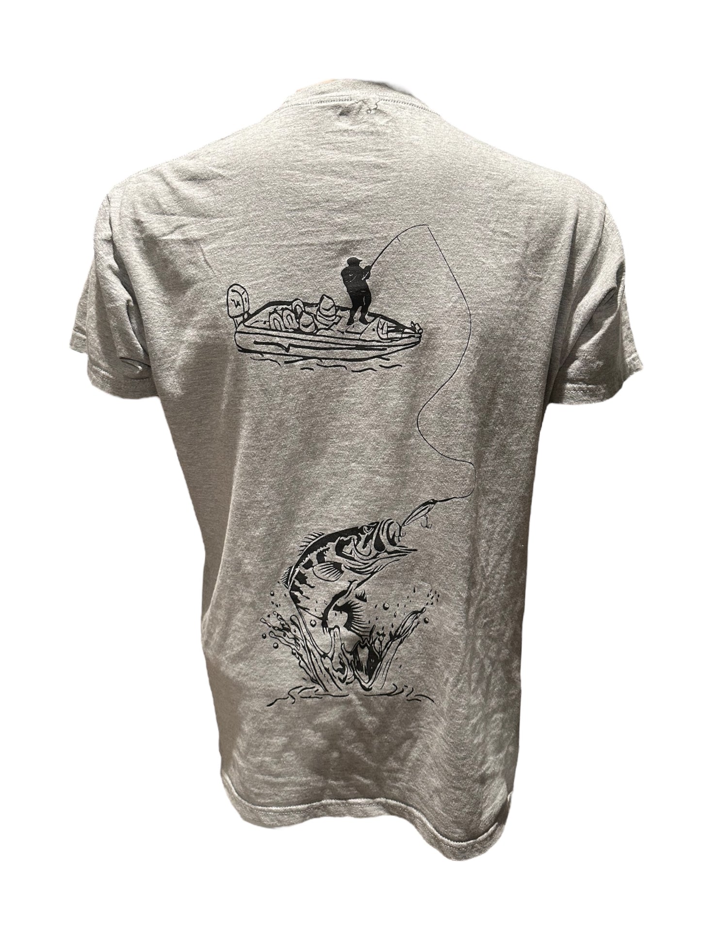 Bass Fishing T-Shirt- Grey (Loose fit)