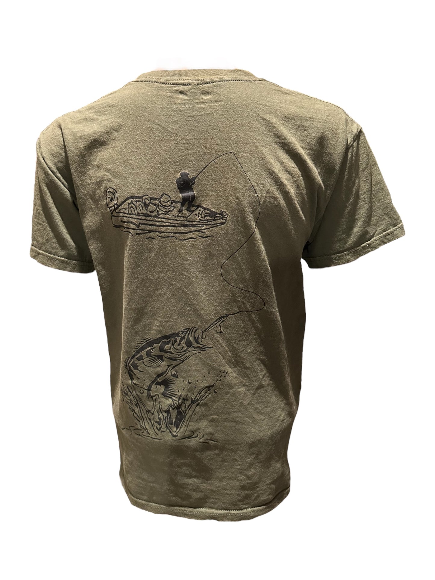 Bass Fishing T-Shirt- Army Green (Loose fit)